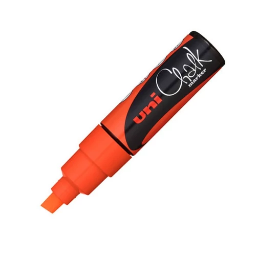 UNI Chalk Marker Pen PWE-8K Broad Chisel Tip - Fluorescent Orange UNI