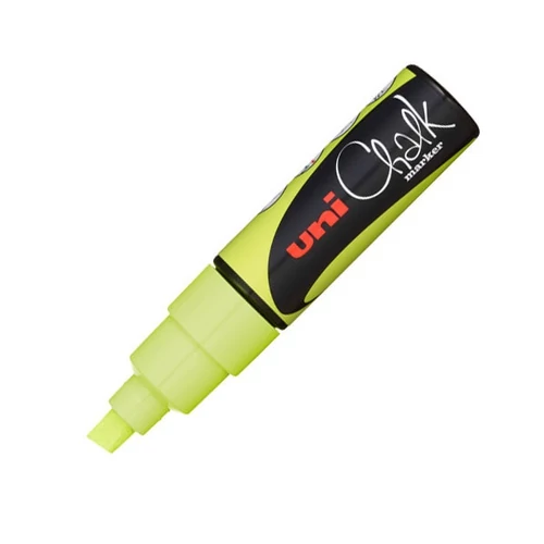 UNI Chalk Marker Pen PWE-8K Broad Chisel Tip - Fluorescent Yellow UNI
