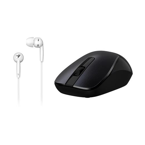 Genius MH-7018 wireless mouse Black + In-ear Headset White