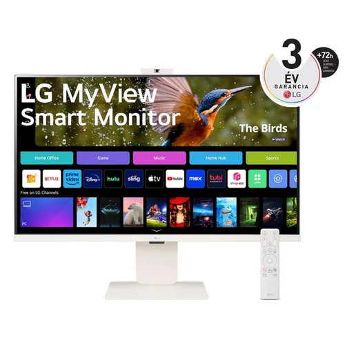 LG Smart IPS monitor 31.5" 32SR85U-W, 3840x2160, 16:9, 400cd / m2, 5ms, 2xHDMI / 2xUSB / USB-C / Bluetooth / AirPlay2, hangszóró LG