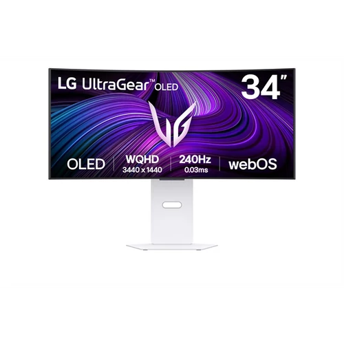 LG OLED Gaming 240Hz ívelt smart monitor 34" 34GX90SA, 3440x1440, 21:9, 275cd / m2, 1ms, HDMIx2 / DP / USBx2 / USB-C / RJ-45 LG
