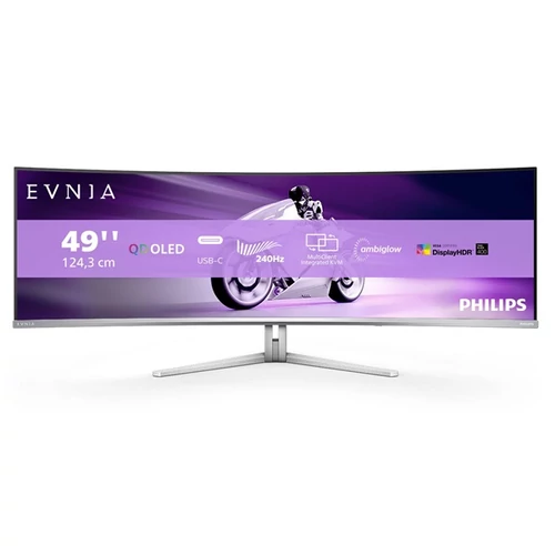 Philips EVNIA ívelt OLED monitor 49", 49M2C8900 / 00 5120x1440, 32:9, 0,03ms, 1.000 cd / m2, HDMIx2 / DP / USBx4 / USB-C (90W) Philips