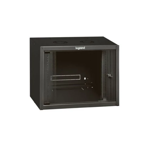 LEGRAND fali rack szekrény 19` 9U MAG: 494 SZÉL: 600 MÉLY: 450 antracit egyrészes üvegajtós készre szerelt MAX: 27 kg L Legrand