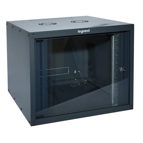 LEGRAND fali rack szekrény 19` 6U MAG: 362 SZÉL: 600 MÉLY: 600 antracit egyrészes üvegajtós készre szerelet MAX: 18 kg L Legrand