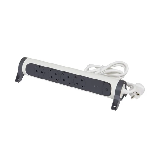 LEGRAND Elosztósor Premium 4x2P + F, túlfeszültség-védelemmel, 1,5 m vezetékkel, fehér / fekete Legrand