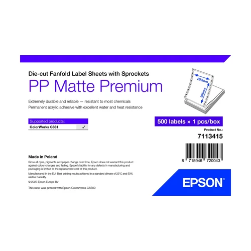 PP MATTE LABEL PREM DIE-CUT FANFOLD SHEETS WITH SPROCKETS 20