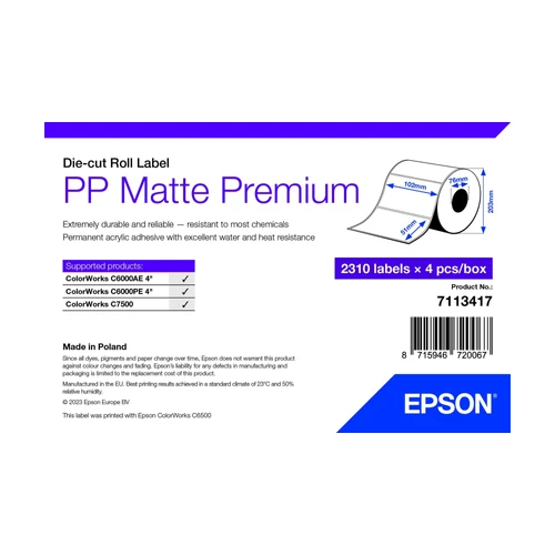 PP MATTE LABEL PREM DIE-CUT ROLL 102X51MM 2310 LABELS
