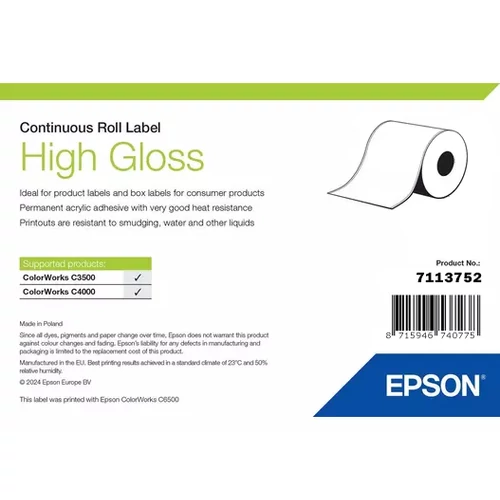 HIGH GLOSS LABEL CONTINUOUS ROLL 51MM X 33M