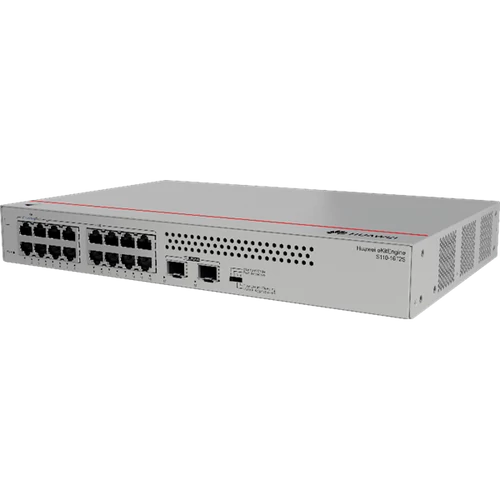 Huawei eKit Switch 16x1000Mbps + 2x1000Mbps SFP, Nem menedzselhető, Rackes / Asztali, fanless - S110-16T2S Huawei eKit