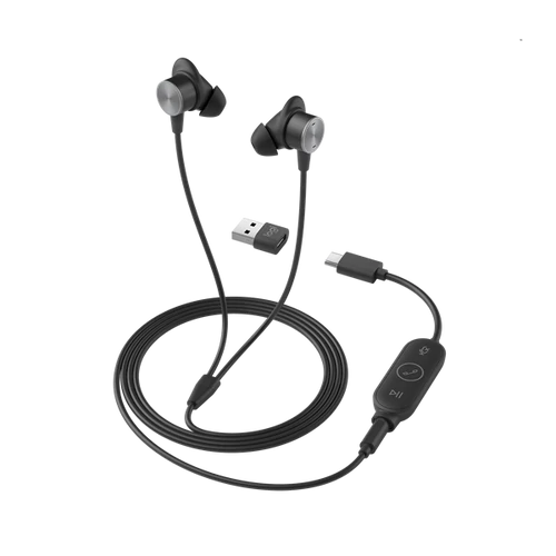 LOGITECH Füllhallgató - Zone True Wired UC Earbuds, Zajszűrős, Grafitszürke Logitech