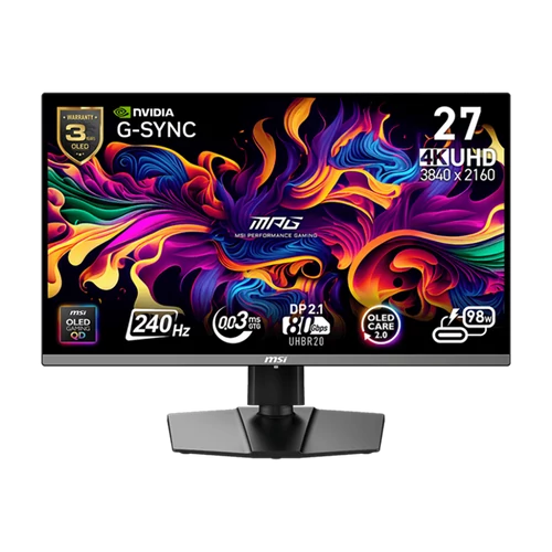 MSI Monitor GAMING MPG 272URX QD-OLED 26,5" UHD 3840x2160, 240Hz, 150000:1 CR, 250cd / m2, 0,03ms, 2x HDMI, DP, USB-C MSI DT