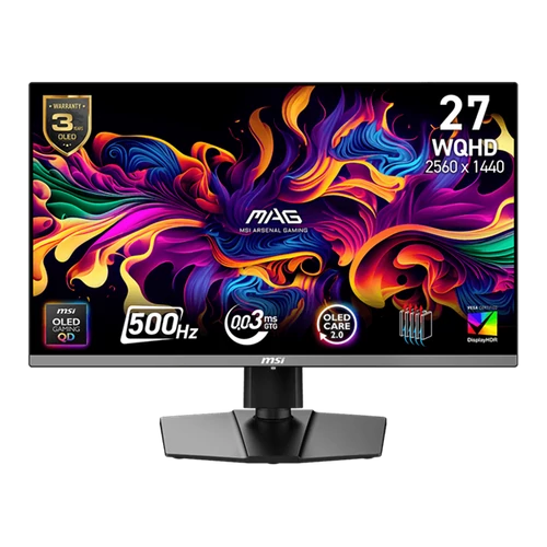 MSI Monitor GAMING MAG 272QP QD-OLED X50 26,5" WQHD 2560x1440, 500Hz, 150000:1 CR, 250cd / m2, 0,03ms, 2x HDMI, DP, USB-C MSI DT