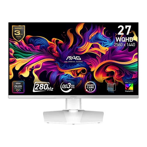 MSI Monitor GAMING MAG 272QPW QD-OLED X28 26,5" WQHD 2560x1440, 280Hz, 150000:1 CR, 250cd / m2, 0,03ms, 2x HDMI, DP, White MSI DT