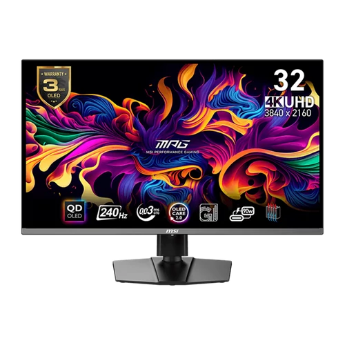 MSI Monitor GAMING MPG 321URX QD-OLED 31,5" UHD 3840x2160, 240Hz, 150000:1 CR, 250cd / m2, 0,03ms, 2x HDMI, DP, USB-C MSI DT