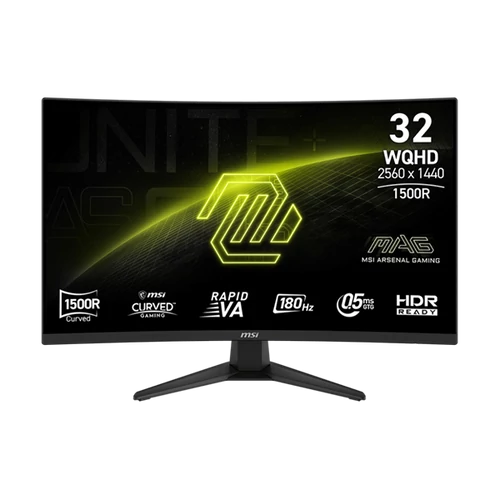 MSI Monitor GAMING MAG 321CQF E18 31,5" Ívelt Rapid VA WQHD 2560x1440, 16:9 180Hz 0,5ms 3500:1, 2x HDMI, DP, USB-C MSI DT