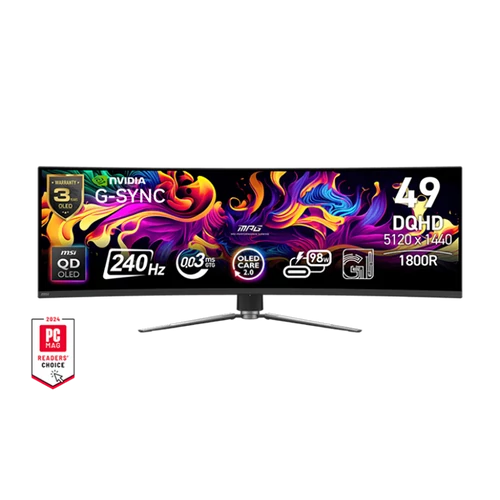 MSI Monitor GAMING MPG 491CQPX QD-OLED Ívelt 49" 5120x1440, 32:9, 1800R, 0,03ms, 240Hz, 2x HDMI, DP, USB-C, Black MSI DT