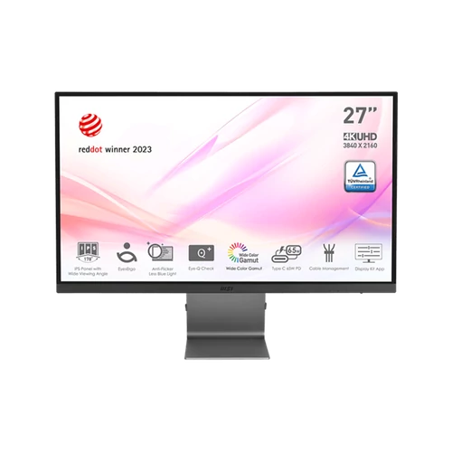 MSI Monitor Business Modern MD271UL 27" UHD, 3840x2160, IPS 16:9, 1000:1 CR, 300cd / m2, 4 ms, HDMI, DP, USB , Grey MSI DT