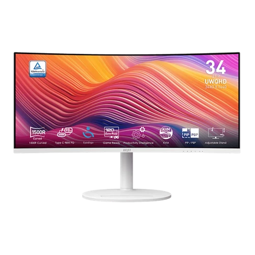 MSI Monitor Business Modern MD342CQPW Ívelt 34" QHD, 3440x1440, 100Hz VA 21:9, 3000:1 CR, 300cd / m2, 4ms, HDMI, DP, White MSI DT