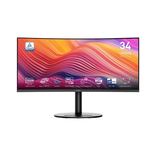 MSI Monitor Business Modern MD342CQP Ívelt 34" QHD, 3440x1440, 100Hz VA 21:9, 3000:1 CR, 300cd / m2, 4 ms, HDMI, DP, Black MSI DT