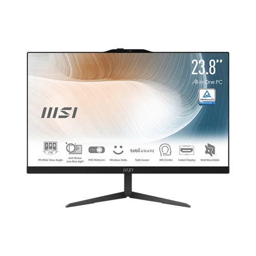 MSI Business AIO Modern AM242 12M-1214XHU, 23,8" FHD, i3-1215U, 8GB, 256GB M.2, INT, NoOS, Black MSI DT