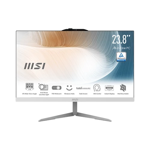 MSI Business AIO Modern AM242 12M-1079XHU, 23,8" FHD, i5-1235U, 8GB, 512GB M.2, INT, NoOS, White MSI DT