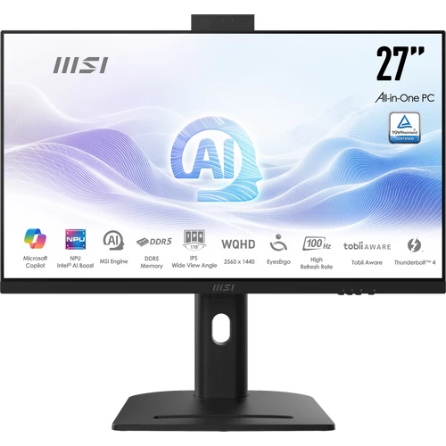 MSI AiO Modern AM273QP AI 1UMG-424XEU - Ultra 7 155H, 27" QHD, 16GB, 1TB, fekete