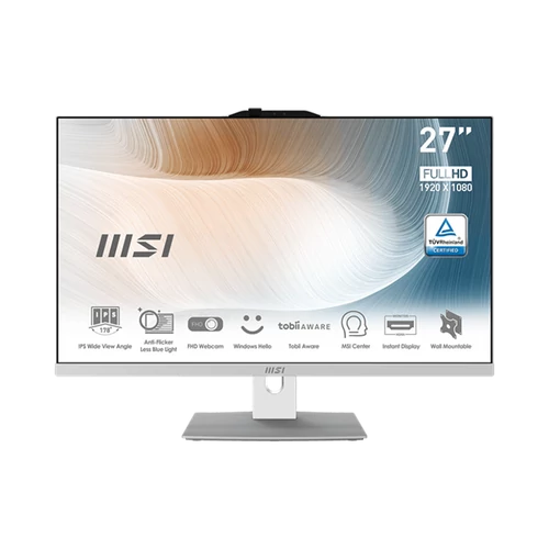 MSI Business AIO Modern AM272P 12M-811XEU, 27" FHD, i5-1235u 8GB, 512GB M.2, INT, NOOS, White MSI DT