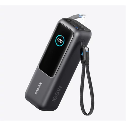 ANKER Powerbank Zolo 25000mAh, 165W, Beépített USB-C kábel behúzható, fekete - A1695H11 Anker