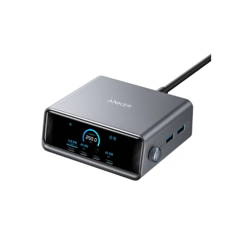 ANKER Hálózati Töltő, Prime Charger GaNPrime, 6 portos, 250W, 4xUSB-C, 2xUSB-A, EU, fekete - A2345341 Anker