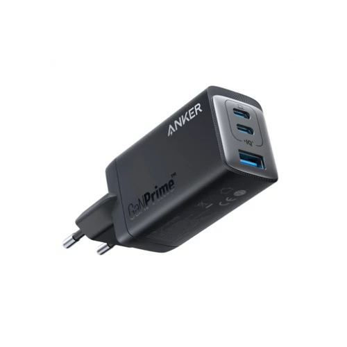 ANKER Hálózati Töltő, GaNPrime 65W, 3 port, 2xUSB-C + 1xUSB-A, PowerIQ 4.0, fekete - A2668311 Anker