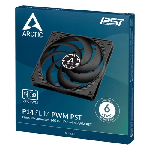 ARCTIC COOLING Rendszerhűtő Ventilátor P14 Slim PWM PST Fekete, 14cm ARTIC Cooling
