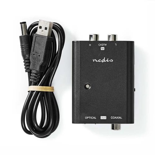 Nedis ACON2508BK, analóg - digitális audio konverter, 2x RCA bemenet - digitális koax / toslink kimenet NEDIS
