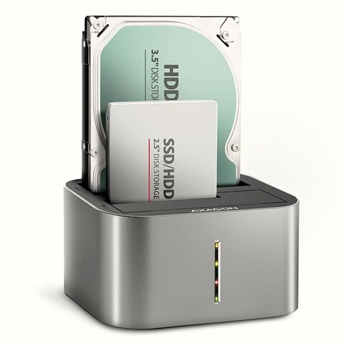 AXAGON ADSA-DC dual SATA 2.5" / 3.5" SSD / HDD CLONE dokkoló, USB-C, 5 Gbps Axagon