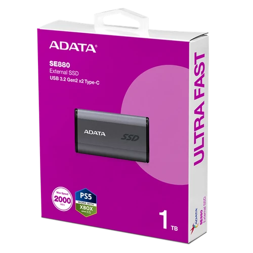 ADATA SSD Külső USB 3.2 1TB SE880 Elite, Szürke ADATA