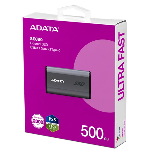 ADATA SSD Külső USB 3.2 500GB SE880 Elite, Szürke ADATA