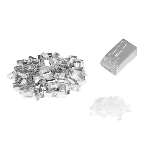 CAT 6 MODULAR PLUG ROUND 100X 8P8C SHIELD FOR ROUND CABLE