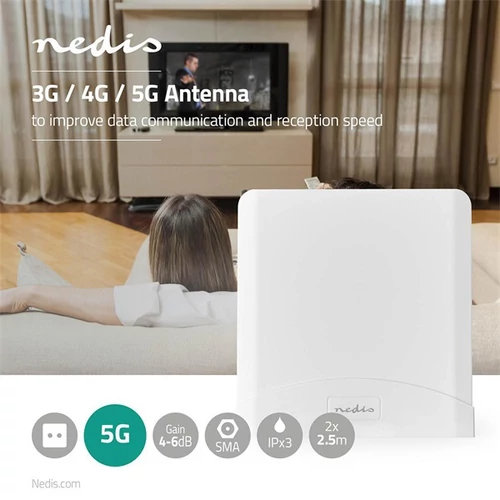 Nedis ANOR5G20WT Beltéri és kültéri antenna, 3G / 4G / 5G, 698 MHz -5000 MHz, Nyereség: 6 dB NEDIS