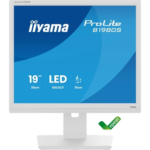 iiyama Prolite monitor, TN,  19", 1980S-W1, 1280x1024, 5:4, 250cd, 3ms, HDMI / DP, fehér Iiyama