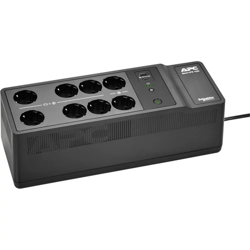 APC Back-UPS, 1050VA / 600W Floor / Wall Mount, 230V, 8x Schuko CEE 7 / 3 outlets, USB Type A + C Port, User Replaceable Battery APC