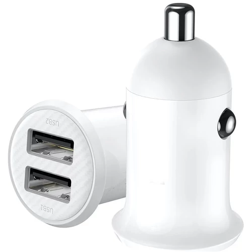 BLACKBIRD Autós Szivargyújtós Adapter 2xUSB + beépített  Micro USB kábel, Fehér BlackBird