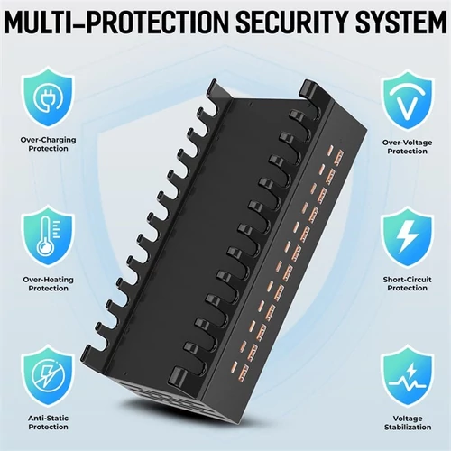 BLACKBIRD Hálózati Töltő 12xUSB-C + 12xUSB 300W eszköztartóval, Fekete BlackBird