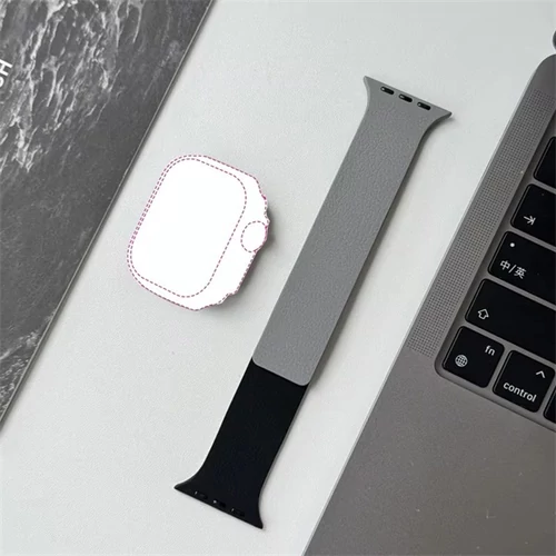 BLACKBIRD Szíj Iwatch készülékhez LITCHI Fekete Szürke 42 / 44 / 45 / 46 / 49 mm BlackBird