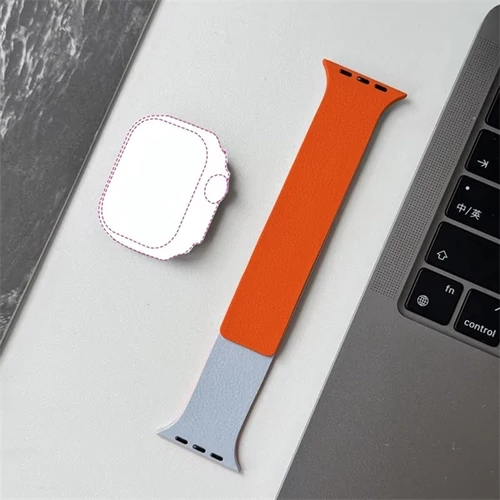 BLACKBIRD Szíj Iwatch készülékhez LITCHI Kék Narancs 42 / 44 / 45 / 46 / 49 mm BlackBird
