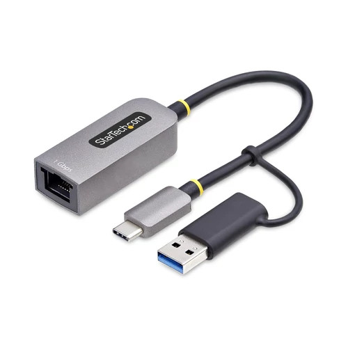 USB-C TO ETHERNET ADAPTER WITH USB-A DONGLE 6IN/15CM CABLE