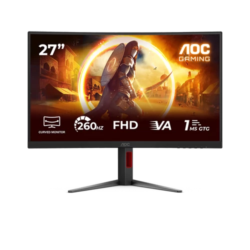 AOC Ívelt Gaming VA monitor C27G4Z2 27", 1920x1080, 16:9, 300cd / m2, 1ms, 2xHDMI / DisplayPort, áll.mag., 260Hz AOC