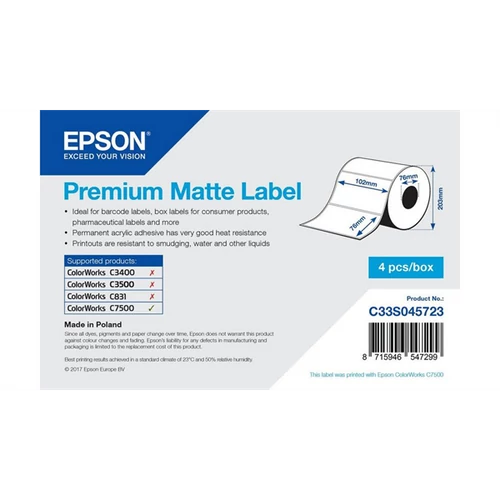 EPSON Premium Matte Label 102 x 76mm, 1570 lab Epson