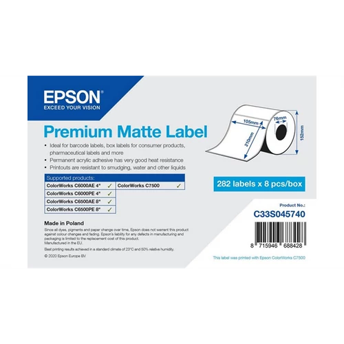 EPSON Premium Matte Label  105 x 210mm, 282 lab Epson