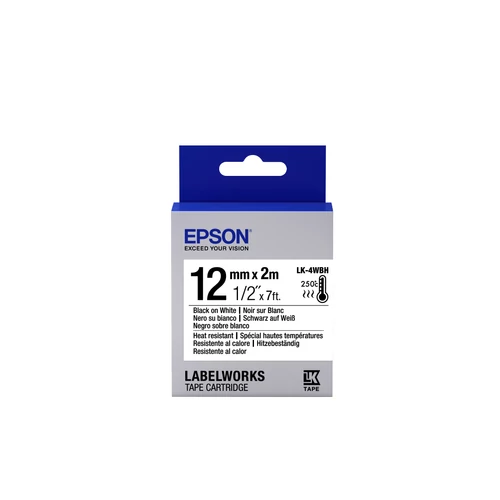 TAPE LK-4WBH HEAT RESIST BLK- WH 12/2