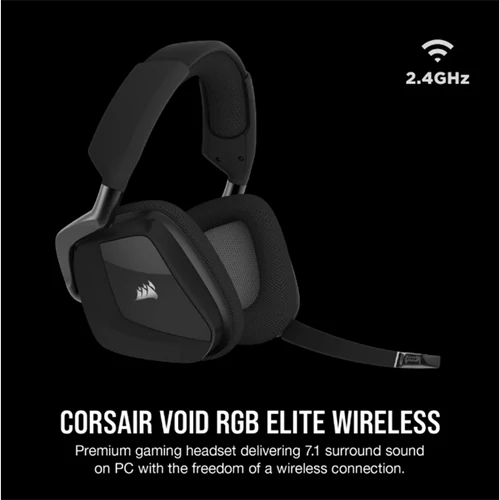 CORSAIR Vezeték Nélküli Headset, VOID RGB ELITE Wireless Premium Gaming, 7.1 Hangzás, RGB, fekete Corsair