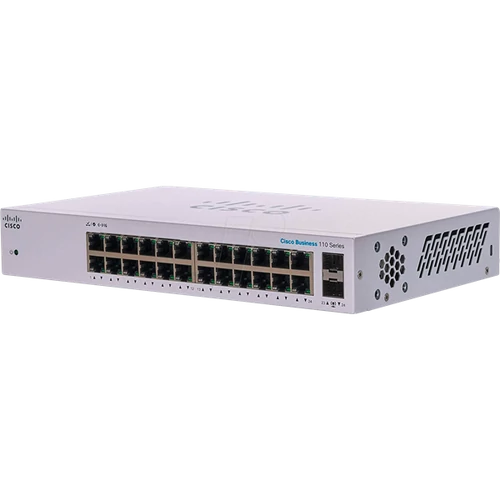 CISCO Switch 24x1000Mbps + 2x1000Mbps SFP, Fémházas, Rackes - CBS110-24T-EU